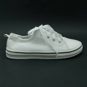 Rosy Womens Canvas Lace Up Sneakers White Cap Toe‎ White EUR 43 US 9.5 New